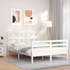 vidaXL fehér tömör fa ágykeret fejtámlával 120 x 200 cm ágy és ágykellék