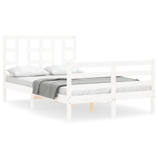 vidaXL fehér tömör fa ágykeret fejtámlával 120 x 200 cm (3193917) ágy és ágykellék
