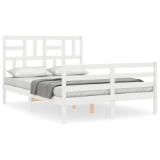 vidaXL fehér tömör fa ágykeret fejtámlával 120 x 200 cm (3194892) ágy és ágykellék