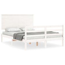 vidaXL fehér tömör fa ágykeret fejtámlával 120 x 200 cm (3195217) ágy és ágykellék