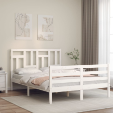 vidaXL fehér tömör fa ágykeret fejtámlával 140 x 190 cm ágy és ágykellék