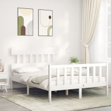 vidaXL fehér tömör fa ágykeret fejtámlával 140 x 190 cm ágy és ágykellék