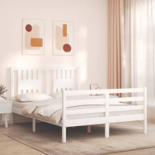 vidaXL fehér tömör fa ágykeret fejtámlával 140 x 200 cm ágy és ágykellék