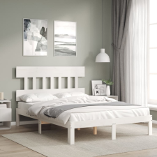 vidaXL fehér tömör fa ágykeret fejtámlával 140 x 200 cm ágy és ágykellék