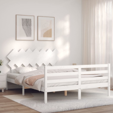 vidaXL fehér tömör fa ágykeret fejtámlával 140 x 200 cm ágy és ágykellék