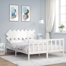 vidaXL fehér tömör fa ágykeret fejtámlával 140 x 200 cm ágy és ágykellék