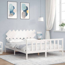 vidaXL fehér tömör fa ágykeret fejtámlával 160 x 200 cm bútor