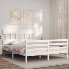 vidaXL fehér tömör fa ágykeret fejtámlával 160 x 200 cm ágy és ágykellék