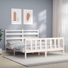 vidaXL fehér tömör fa ágykeret fejtámlával 160 x 200 cm bútor