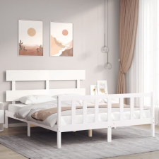 vidaXL fehér tömör fa ágykeret fejtámlával 160 x 200 cm ágy és ágykellék