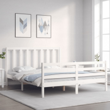 vidaXL fehér tömör fa ágykeret fejtámlával 160 x 200 cm ágy és ágykellék