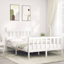 vidaXL fehér tömör fa ágykeret fejtámlával 4FT Small Double bútor