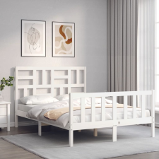 vidaXL fehér tömör fa ágykeret fejtámlával 4FT Small Double ágy és ágykellék