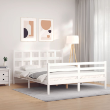 vidaXL fehér tömör fa ágykeret fejtámlával 5FT King Size ágy és ágykellék