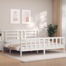 vidaXL fehér tömör fa ágykeret fejtámlával 6FT Super King Size ágy és ágykellék