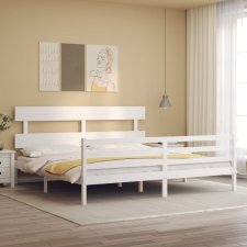 vidaXL fehér tömör fa ágykeret fejtámlával 6FT Super King Size ágy és ágykellék