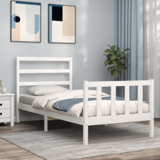 vidaXL fehér tömör fa ágykeret fejtámlával 90 x 190 cm ágy és ágykellék