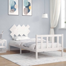 vidaXL fehér tömör fa ágykeret fejtámlával 90 x 200 cm bútor