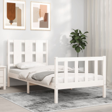 vidaXL fehér tömör fa ágykeret fejtámlával 90 x 200 cm ágy és ágykellék