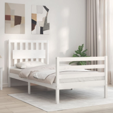 vidaXL fehér tömör fa ágykeret fejtámlával 90 x 200 cm ágy és ágykellék