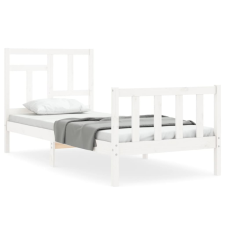 vidaXL fehér tömör fa ágykeret fejtámlával 90 x 200 cm (3193127) ágy és ágykellék