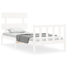 vidaXL fehér tömör fa ágykeret fejtámlával 90 x 200 cm (3193257) ágy és ágykellék