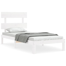 vidaXL fehér tömör fa ágykeret fejtámlával 90 x 200 cm (3193517) ágy és ágykellék