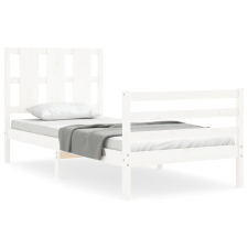 vidaXL fehér tömör fa ágykeret fejtámlával 90 x 200 cm (3194102) ágy és ágykellék