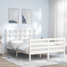 vidaXL fehér tömör fa ágykeret fejtámlával Double ágy és ágykellék