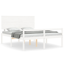 vidaXL fehér tömör fa ágykeret fejtámlával King Size (3195487) ágy és ágykellék
