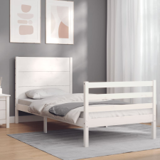 vidaXL fehér tömör fa ágykeret fejtámlával Small Single ágy és ágykellék