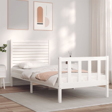 vidaXL fehér tömör fa ágykeret fejtámlával Small Single ágy és ágykellék