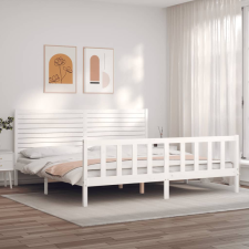 vidaXL fehér tömör fa ágykeret fejtámlával Super King Size ágy és ágykellék