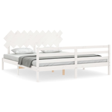 vidaXL fehér tömör fa ágykeret fejtámlával Super King Size (3195302) ágy és ágykellék