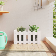 vidaXL Fehér tömör fenyő növénytartó léces kialakítással 60x30x30 cm kerti tárolás