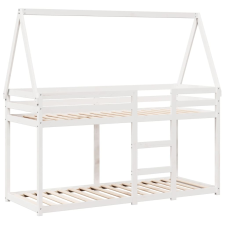 vidaXL fehér tömör fenyőfa ágy emelettel és tetővel 75 x 190 cm ágy és ágykellék