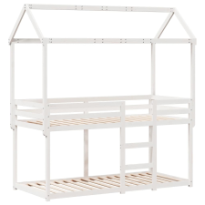 vidaXL fehér tömör fenyőfa ágy emelettel és tetővel 90 x 190 cm ágy és ágykellék