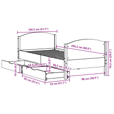 vidaXL fehér tömör fenyőfa ágy matrac nélkül 100 x 200 cm ágy és ágykellék
