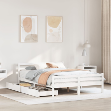 vidaXL fehér tömör fenyőfa ágy matrac nélkül 135 x 190 cm ágy és ágykellék