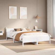 vidaXL fehér tömör fenyőfa ágy matrac nélkül 135 x 190 cm ágy és ágykellék