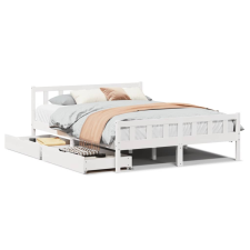 vidaXL fehér tömör fenyőfa ágy matrac nélkül 160 x 200 cm (3301584) ágy és ágykellék
