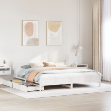 vidaXL fehér tömör fenyőfa ágy matrac nélkül 200 x 200 cm ágy és ágykellék