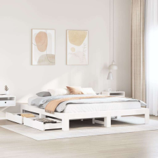 vidaXL fehér tömör fenyőfa ágy matrac nélkül 200 x 200 cm ágy és ágykellék