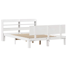 vidaXL fehér tömör fenyőfa ágykeret fejtámlával 160 x 200 cm (3306832) ágy és ágykellék