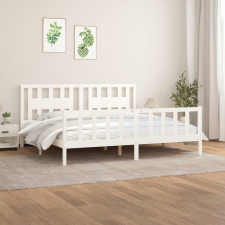 vidaXL fehér tömör fenyőfa ágykeret fejtámlával 200 x 200 cm ágy és ágykellék