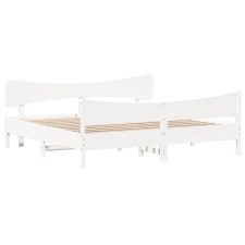 vidaXL fehér tömör fenyőfa ágykeret fejtámlával 200 x 200 cm (3216370) ágy és ágykellék
