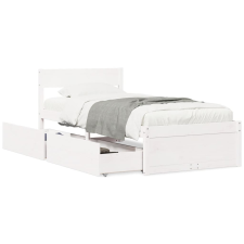 vidaXL fehér tömör fenyőfa ágykeret fiókokkal 75 x 190 cm ágy és ágykellék
