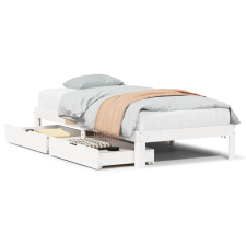 vidaXL fehér tömör fenyőfa ágykeret fiókokkal 90 x 200 cm (3301943) ágy és ágykellék