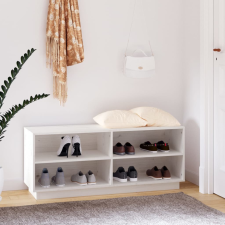 vidaXL fehér tömör fenyőfa cipőszekrény 110 x 34 x 45 cm bútor