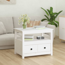 vidaXL fehér tömör fenyőfa dohányzóasztal 71 x 49 x 55 cm bútor